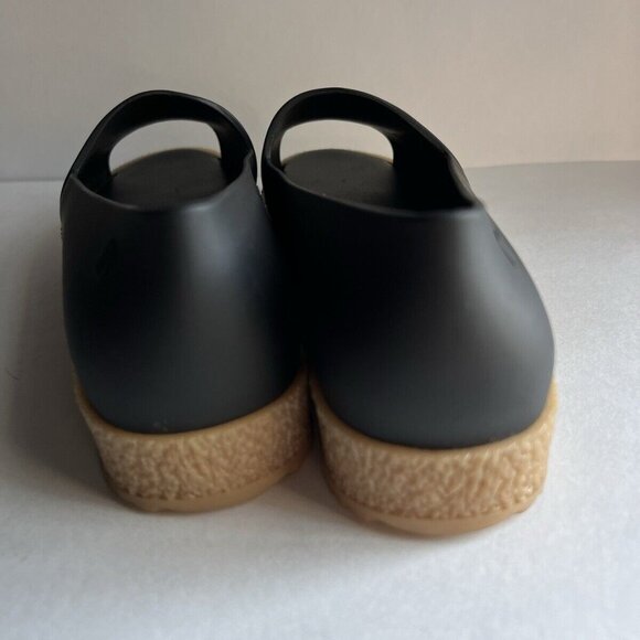 Melissa Womens Puzzle Flats 8 Platform Slip On Open Toe Black Rubber Scent - Picture 9 of 15